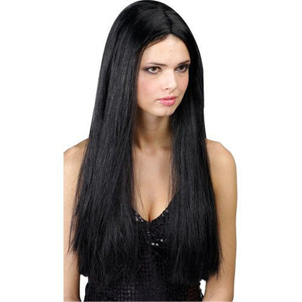 Wicked Costumes Pruik extra lang haar klassiek in zwart