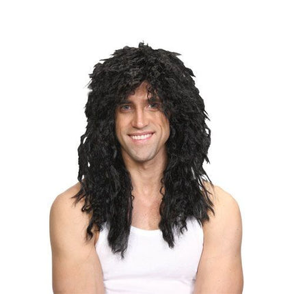 Wicked Costumes Pruik Rockstar Milan zwart