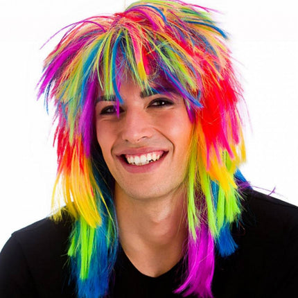 Wicked Costumes Regenboog pruik 80- jaren pop