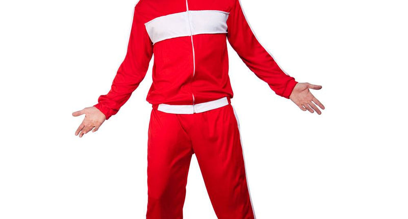 Wicked Costumes Retro trainingspak 80's rood/wit