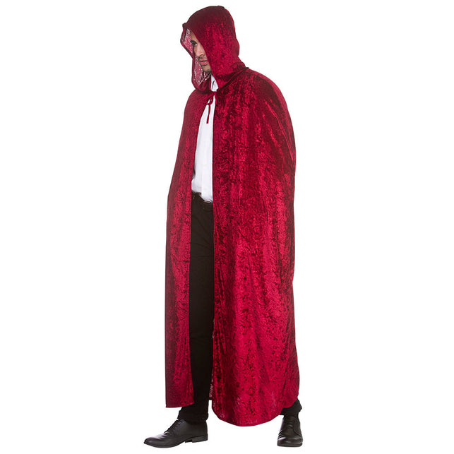 Wicked Costumes Rode fluwelen cape Merel met muts