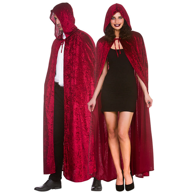 Wicked Costumes Rode fluwelen cape Merel met muts