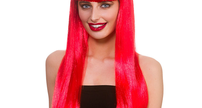 Wicked Costumes Rode pruik Fantasy lang haar met pony