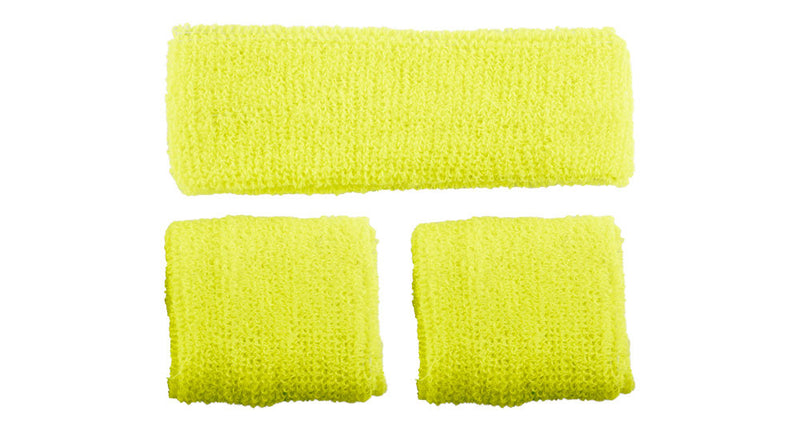 Wicked Costumes Set zweetbandjes neon geel