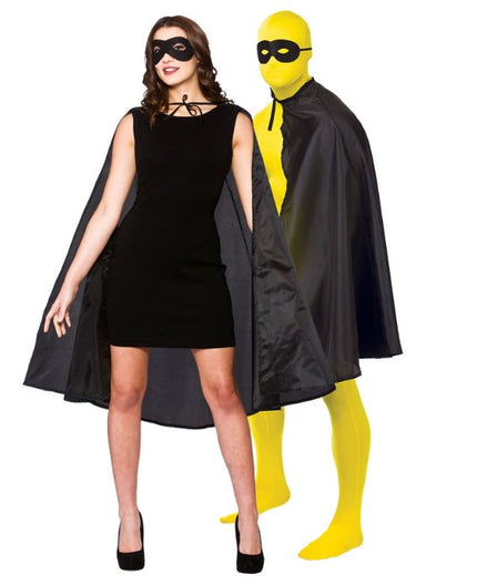 Wicked Costumes Super Hero Cape met masker in zwart
