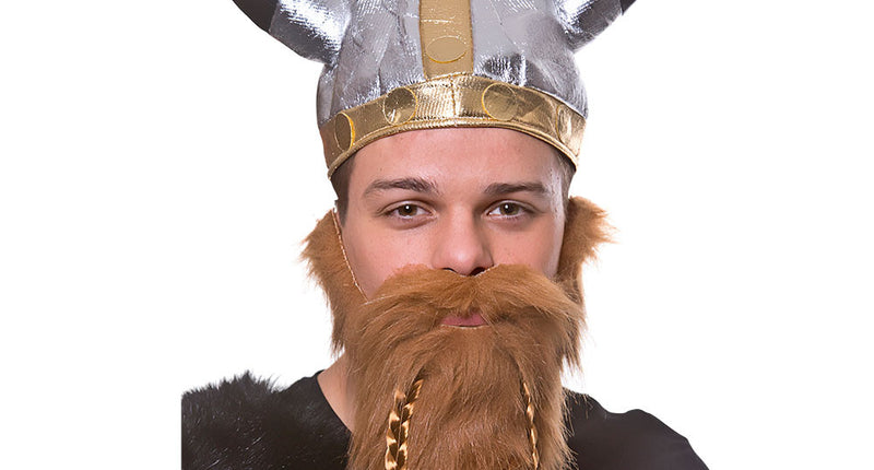 Wicked Costumes Viking Baard met vlechten bruin