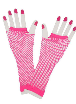 Wicked Costumes Vingerloze lange net-handschoenen neon roze