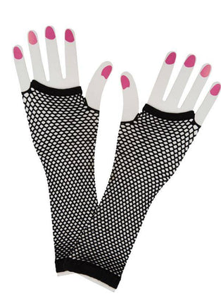 Wicked Costumes Vingerloze lange net-handschoenen zwart