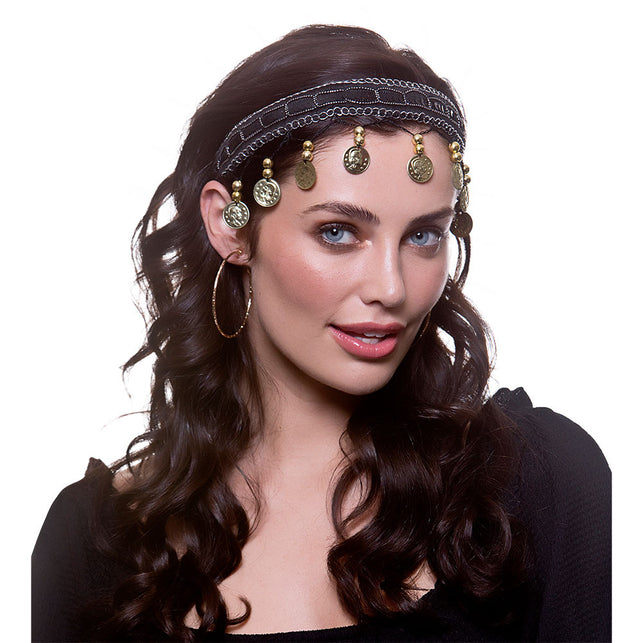 Wicked Costumes Zigeunerin hoofdband met muntjes