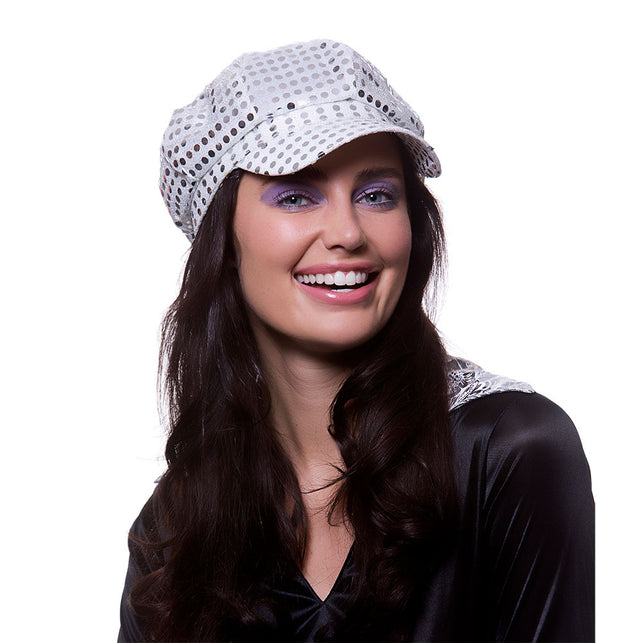 Wicked Costumes Zilveren cap met pailetten jaren-70