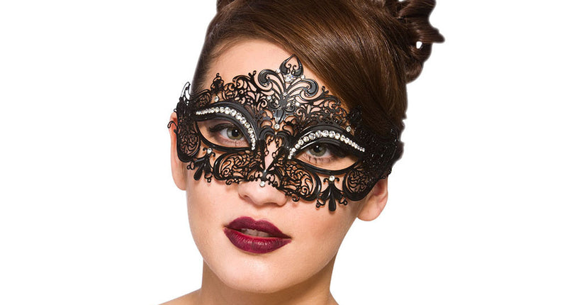 Wicked Costumes Zwart metalen oogmasker Nikki met nep diamanten