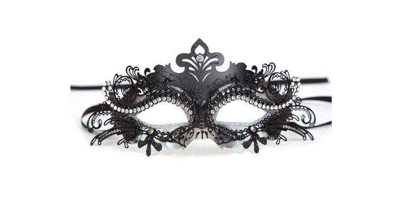Wicked Costumes Zwart oogmasker Puccini met nep diamanten