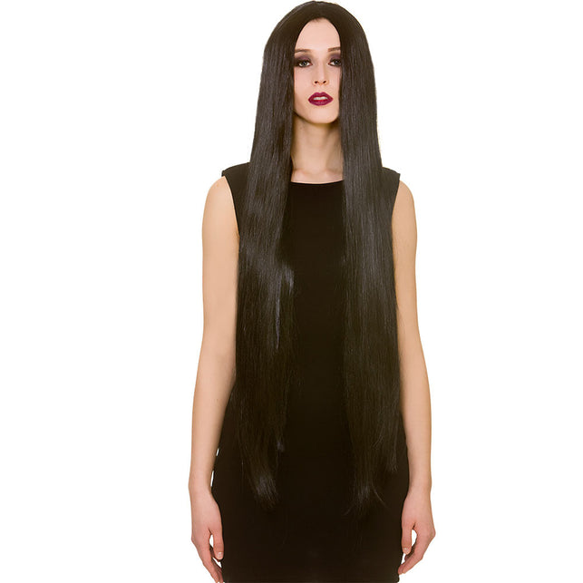 Wicked Costumes Zwarte pruik extra lang haar