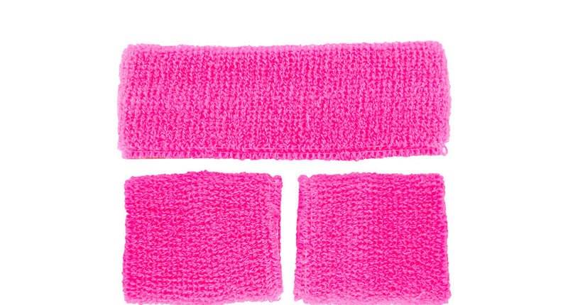 Wicked Costumes Zweetbanden set neon roze