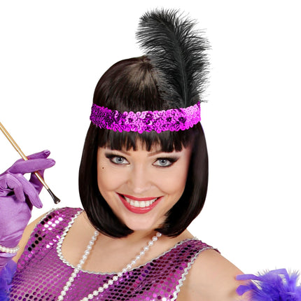 Widmann SRL Charleston hoofdband met pailletten paars