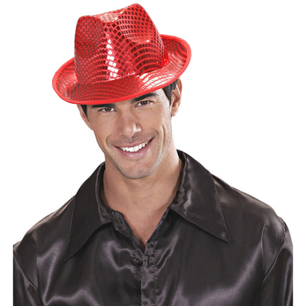 Widmann SRL fedora hoed vierkante pailletten rood