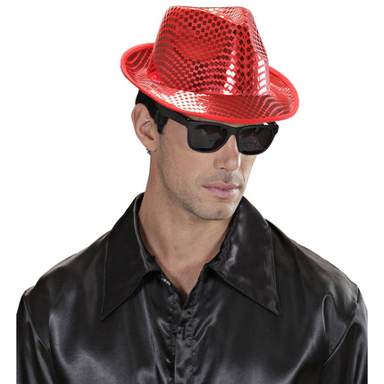 Widmann SRL fedora hoed vierkante pailletten rood