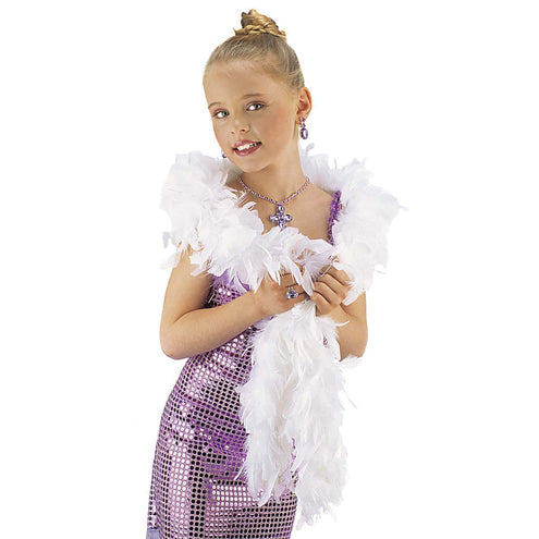 Widmann SRL Feestartikelen: Boa glamourgirl, wit met zilver