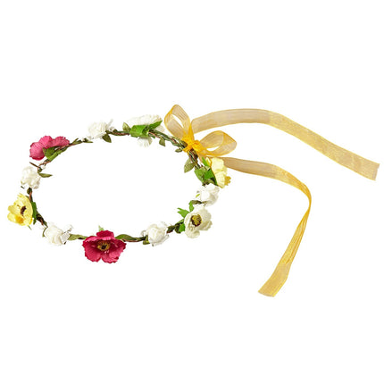 Widmann SRL Haarband bloemen wit rood geel met lint