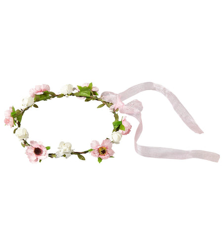 Widmann SRL Haarband bloemen wit roze met lint