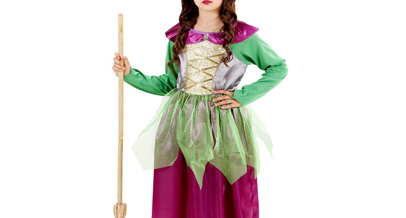 Widmann SRL Heksen jurk kind groen paars