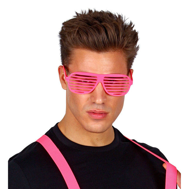 Widmann SRL Neon roze bril met luikjes