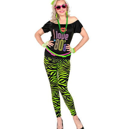 Widmann SRL Zebra legging disco neon groen dames