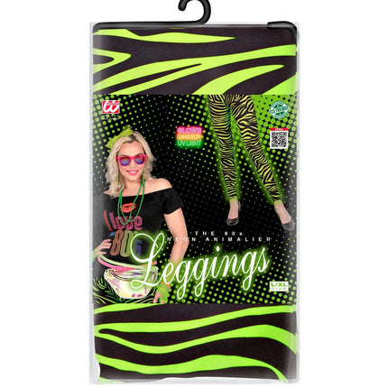 Widmann SRL Zebra legging disco neon groen dames