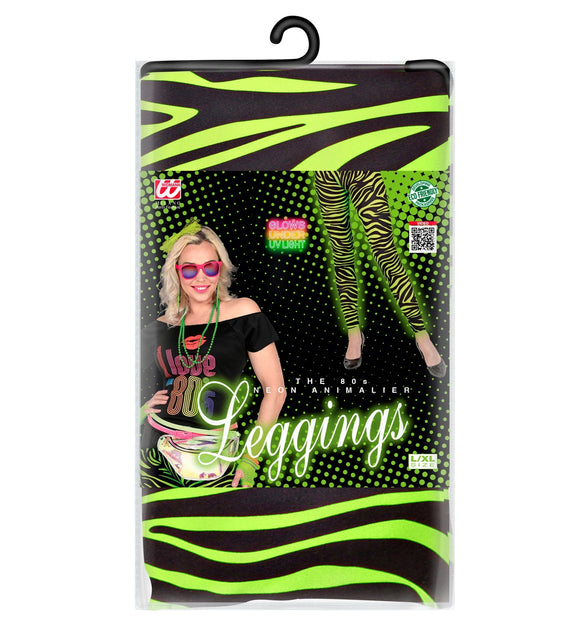Widmann SRL Zebra legging disco neon groen dames