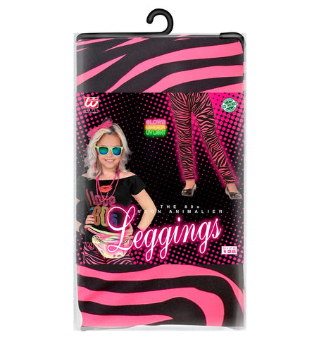 Widmann SRL Zebra legging disco neon roze kinderen
