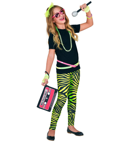 Widmann SRL Zebraprint legging kinderen neon groen