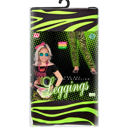 Widmann SRL Zebraprint legging kinderen neon groen