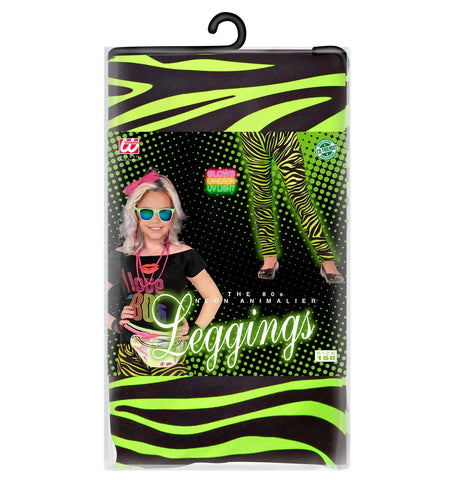 Widmann SRL Zebraprint legging kinderen neon groen