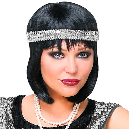 Widmann SRL Zilveren Charleston hoofdband pailletten