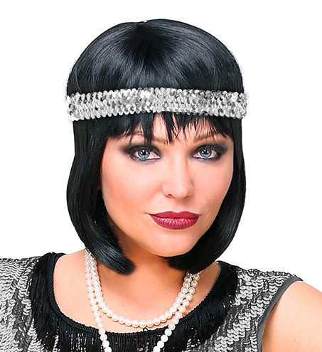Widmann SRL Zilveren Charleston hoofdband pailletten